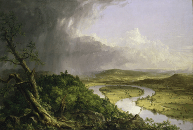 Thomas Cole (1801‱848), "View from Mount Holyoke, Northampton, Massachusetts, after a Thunderstorm ⁔he Oxbow,†1836, oil on canvas, 51½ by 76 inches. The Metropolitan Museum of Art, gift of Mrs Russell Sage, 1908. ⁉mage ©The Metropolitan Museum of Art