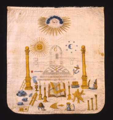 The Masonic apron was made from an engraving by Edward Horsman in about 1814. ⁄avid Bohl photo