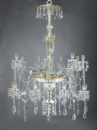 The 65-inch George III-style cut glass chandelier from the Bruce collection at the Carnegie Museum of Art, sold for $56,160 to a buyer from Liverpool, England, who restores chandeliers.