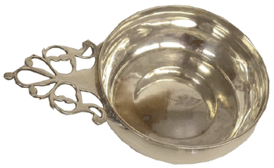 Silver porringer, 1834, by Edward S. Moulton of Saco, gift of Charles Dodge.