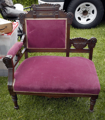 Efram Berger, Monroe, N.Y., showed a child's settee that beautifully retained its original rose color.