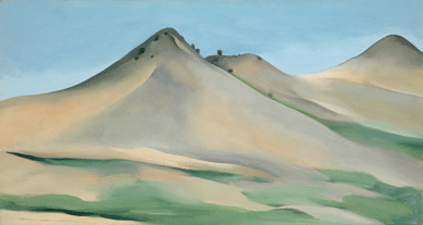 Georgia O'Keeffe painted the grand gray hills in "New Mexican Landscape,†1930, based on sightings during an early visit to the Southwest. She later moved permanently to New Mexico and expanded her subject matter to great acclaim.