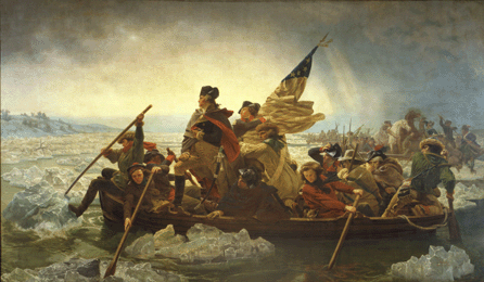 "George Washington Crossing the Delaware†by Emmanuel Gottlieb Leutze awaits its frame.