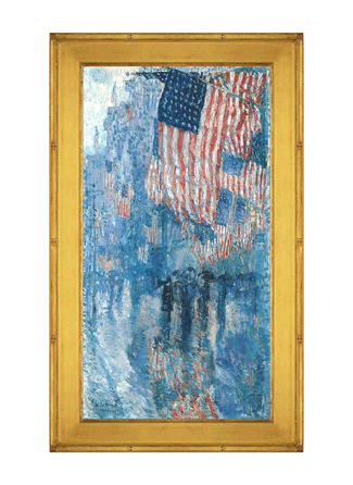 Eli Wilner reframed and donated the frame for "Avenue in the Rain†by Childe Hassam for the White House in the style designed by the artist †a cassetta molding with the letter "H†carved on the top rail as part of the overall design.