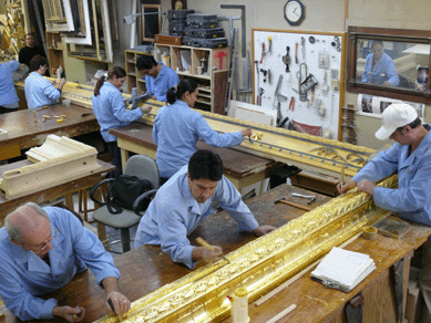 The monumental size of the frame added a special twist to the process of construction, which required the expertise of some 30 of the 40 staffers at Eli Wilner & Company.