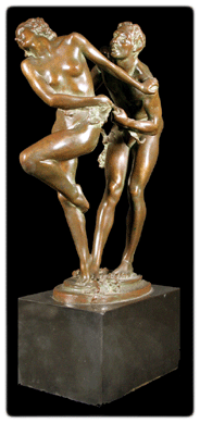 Hitting its high estimate was a circa 1925 bronze sculpture by American artist Harriet Whitney Frishmuth (1880‱980), "Rhapsody.†The gamboling couple danced to $30,680.