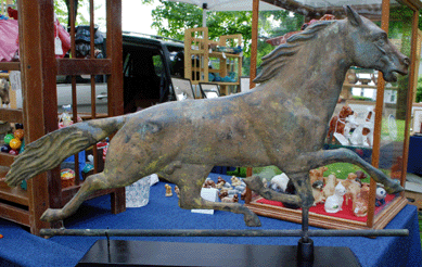 Joseph Liszka, Antiques to You, had one of the best running horse weathervanes the Ludlow, Mass., dealer has seen. 