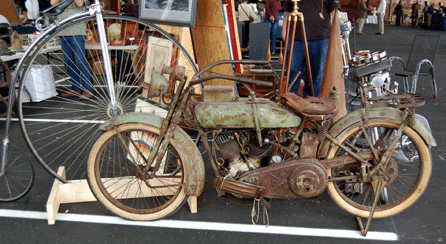 The 1918 Harley-Davidson military motorcycle was available from South Boston dealer David O'Dowd, who also brought along an 1887 Columbia "Volunteer†boneshaker and a restored 1922 Evinrude Elto twin-cylinder engine.