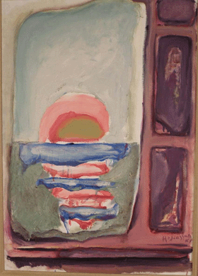 A 1961 oil painting by Ukrainian French artist "Helios†Hosiasson, bearing a label from the Martha Jackson Gallery, discoverer of such major expressionists as Joan Mitchell, Sam Frances and Karel Appel, went to a New York City dealer for $2,650.