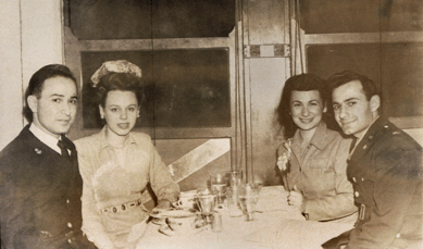 Taken in 1946, this photo shows Pepper and Fred Golden, seated left, with her brother Joe Baum and his wife, Ruth, celebrating the men's return from World War II.