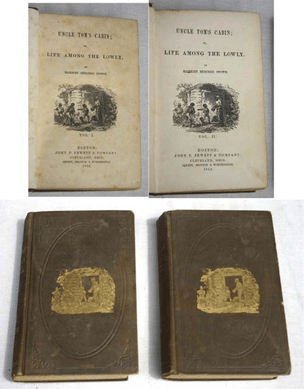 The first edition set of Harriet Beecher Stowe's Uncle Tom's Cabin sold to a telephone bidder for $8,625.