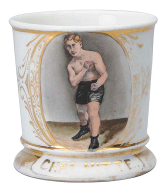 The occupational shaving mug that belonged to American boxer Charles Hitte, who died in 1905 at age 40, sold for $7,500.