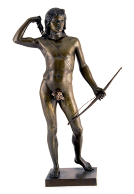 Henry Kirke Brown's bronze "Choosing of the Arrow,†circa 1848, 21¾ inches high, achieved $86,500, setting a world auction record for the artist.