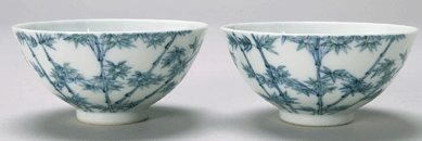 A pair of small fine Chinese porcelain dou cai cups sold for $38,025, against a presale estimate of $15/25,000.