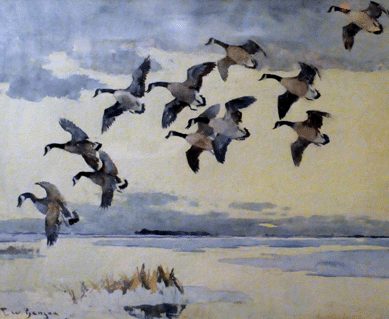 The top lot of the sporting art was a Frank Benson watercolor titled "Canada Geese†that sold for $80,500.