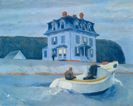 "The Bootleggers,†an oil on canvas by Edward Hopper, circa 1925, 30 1/8 by 38 inches. Currier Museum of Art, Manchester, N.H. Museum purchase: Currier Funds, 1956.4.