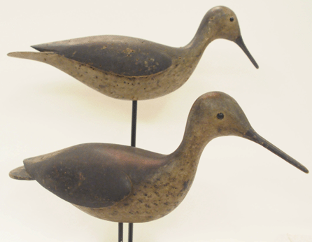 The top lot of the sale came from the selection of shorebirds as a John Thomas Wilson oversized feeding willet, bottom front, sold at $80,500. Its rigmate, a Wilson willet in an upright position sold to a telephone bidder for $34,500.