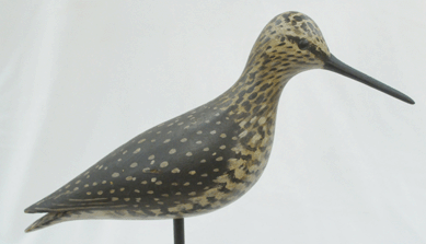 The Elmer Crowell yellowlegs in fine original paint listed a provenance of Joe French and sold for $29,900. 
