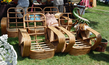 Five rattan pretzel chairs were available from Robert Trites and Laura Schoene of Red Rock, N.Y.