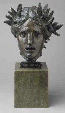 Saint-Gaudens authorized bronze casts of "Head of Victory,†1897‱903, derived from a study for the final head of "Victory†on the "Sherman Monument.†As show curator Thayer Tolles observes, "Victory†"wears a crown of laurel on her head and holds a palm branch in her left hand. In the final monument, 'Victory' leads Sherman to battle and ultimately to peace; together they surge forward †cape, gown and horse's tail billowing dramatically.• style=