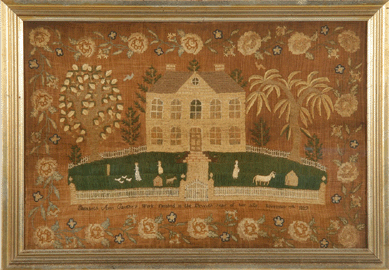 An 1827 sampler worked by Elizabeth Caughy, thought to be a Pennsylvania schoolgirl, sold for $13,800.