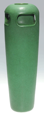 A Teco vase in matte green with even charcoaling brought $8,035.