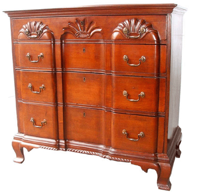 Shell carved cherry Connecticut Chippendale four-drawer chest was $9,900.