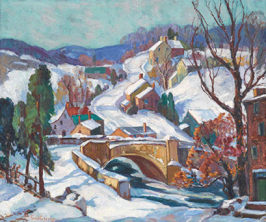 Fern Isabel Coppedge (American, 1883‱951), "January Sunshine,†signed Fern I Coppedge bottom left, oil on canvas, 25 by 30 inches, in its original Harer frame, went for $109,000 to a private West Coast buyer.