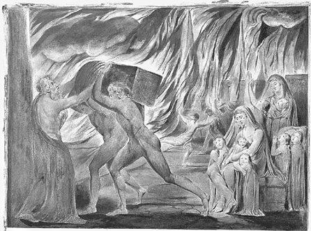 William Blake (1757‱827), "Fire,†circa 1805, pen and black and gray ink, gray wash and watercolor over traces of graphite. Gift of Mrs Landon K. Thorne, 1971.