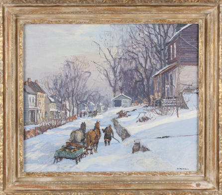 Edward Willis Redfield, "Snow Scene, Center Bridge, Pennsylvania,†oil on canvas, 22½ by 25½ inches, sold for $163,800.