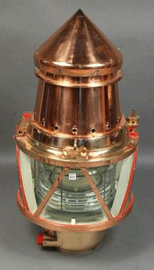 A gleaming brass and copper lightship beacon sold for $5,750.