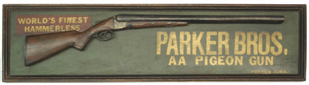 A new world auction record of $7,543 was paid for this Parker Brothers AA Pigeon Gun sign.