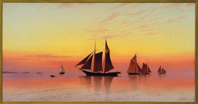 "Calm Sunset†by Francis Augustus Silva, oil on canvas, 29 by 50 inches. Private collection.