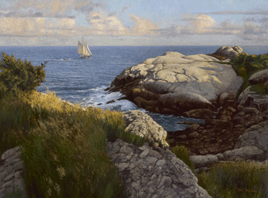 Neal Hughes, "Late Afternoon Off Newport, Rhode Island,†oil, 30 by 40 inches.