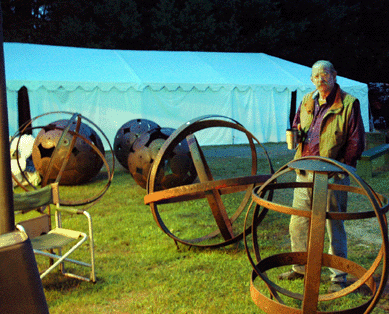 "Life is good,†said Al Roche, creator of the metal sculptures he set out. Hailing from Carlton, Texas, his business, Things at Roche, can be seen at all three Brimfield shows, always at Quaker Acres.