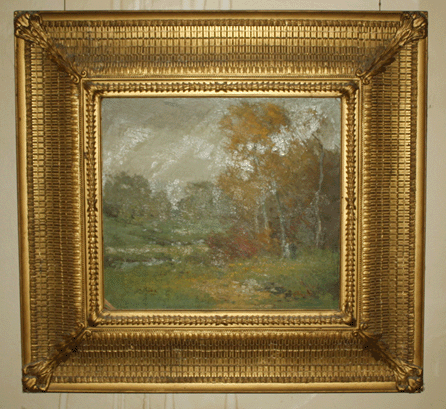 An oil on canvas by Fernando A. Carter (1855‱931), 1917, in an elaborate frame, sold for $7,910.