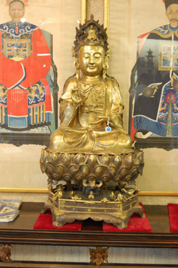 The Ming dynasty gilt bronze figure of the Immortal Quan Yin realized $34,500.