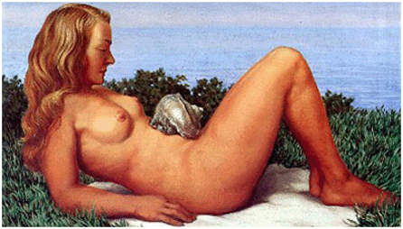 Rene Magritte's "Olympia,†depicts the painter's wife, Georgette. 