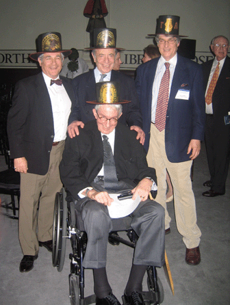 A Who's Who list of the best in the trade would surely include this quartet, from left: Arthur Liverant, Albert Sack, Skip Chalfant and ADA Award of Merit 2007 winner Wendell Garrett, seated. They wore firefighters' hats as a nod to the loan exhibition at the Philadelphia Antiques Show that year, which centered on firefighting memorabilia.