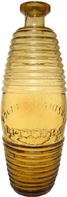 Bourbon whiskey bitters bottle, straw or wheat in color, with loads of whittle, made $10,640.	 