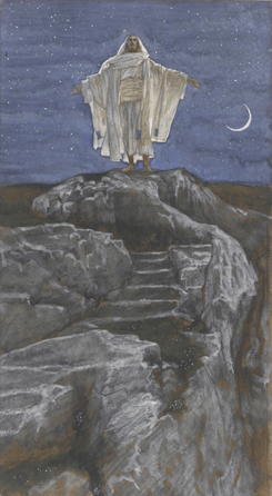 James Tissot (French, 1836‱902), "Jesus Goes Up Alone onto a Mountain to Pray (detail),†1886‹4, opaque watercolor over graphite on gray wove paper, 11 3/8 by 6¼ inches. Brooklyn Museum, purchased by public subscription. 