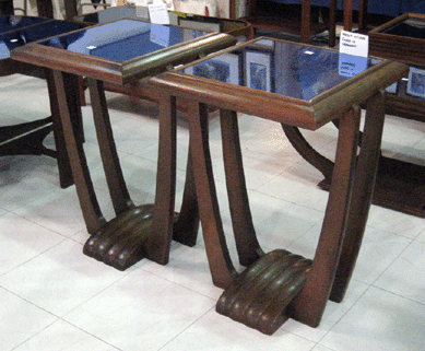 Barbara and John Snyder of Carmel, N.Y., displayed a collection of Art Deco tables.