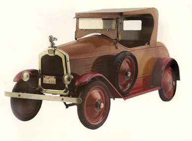 Pressed steel cars were highlighted by this Gendron "Stutz,†circa 1926 and measuring 28 inches long, at $32,200.