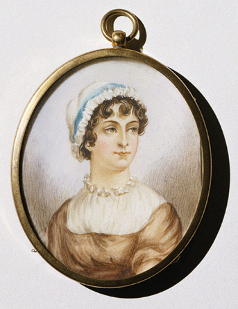 Anonymous "Miniature Portrait of Jane Austen,†watercolor on ivory, British School, Nineteenth Century. 