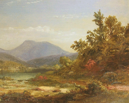 William Russell Smith (1812‱896), "Sawyer's Mountain from the Saco,†circa 1850, oil on paper, Saco Museum purchase, 2009.