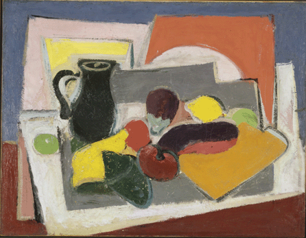 Showing the influence of Cubism as early as 1928, the artist painted "Still Life (Composition with Vegetables),†oil on canvas, 28 1/16 by 36 1/16 inches. Blanton Museum of Art, The University of Texas at Austin. 