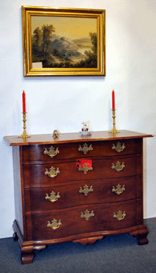 Sold! Akron, Ohio, dealer Gary Ludlow wrote up this reverse serpentine chest of drawers.