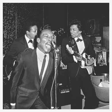 Shooting only on assignment, William "PoPsie†Randolph was often the only photographer present in the early days. No one else caught Hendrix in a tux, backing up Wilson Pickett. Prelude Club, Harlem. 1966. Michael Randolph, executor to the estate of William "PoPsie†Randolph. Lender: Michael Randolph.