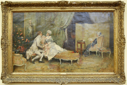 The Nineteenth Century painting, "Courtship,†by Spanish artist Raimundo de Madrazo y Garreta sold for $97,750. It had come from a South Shore attic.