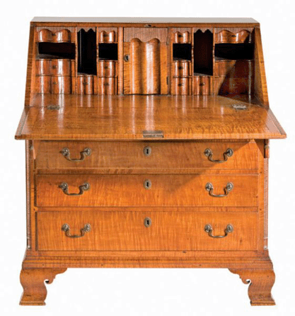 The top lot of the sale was this late Eighteenth Century Pennsylvania Chippendale tiger maple desk, which sold for $41,400.